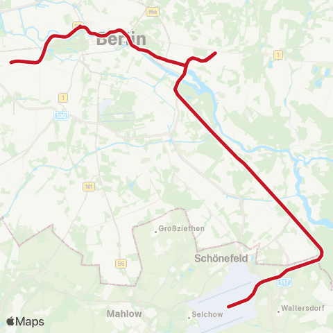 DB Regio Flughafen Ber ↔︎ 🅢+🅤 Berlin Hbf map