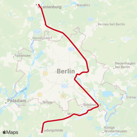 DB Regio Ludwigsfelde, ↔︎ 🅢+🅤 Lichtenberg Bhf (Berlin) map