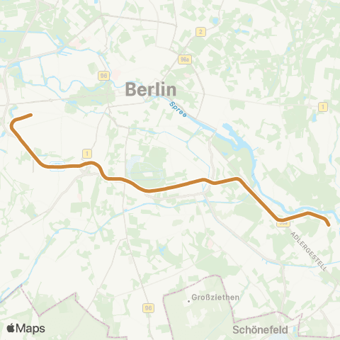 S-Bahn Berlin 🅢 Schöneweide Bhf ↔︎ 🅢 Spindlersfeld map