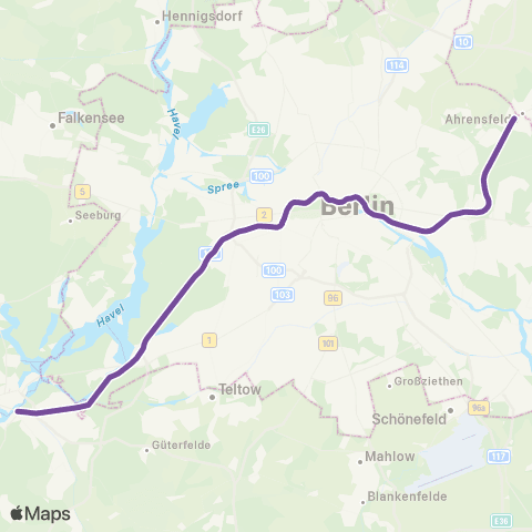S-Bahn Berlin 🅢 Potsdam Hbf ↔︎ 🅢 Ahrensfelde Bhf map