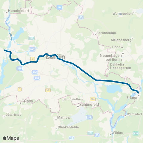 S-Bahn Berlin 🅢 Ostbahnhof ↔︎ 🅢 Erkner Bhf map