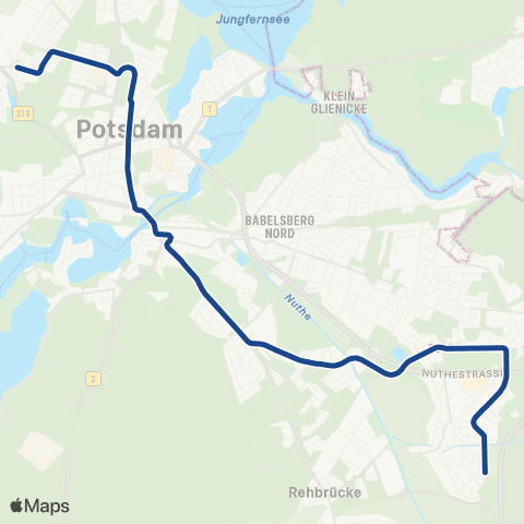 Verkehrsbetrieb Potsdam Hbf ↔︎ Kirschallee map