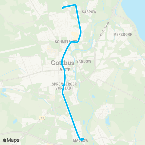Cottbusverkehr Madlow ↔︎ Ströbitz map