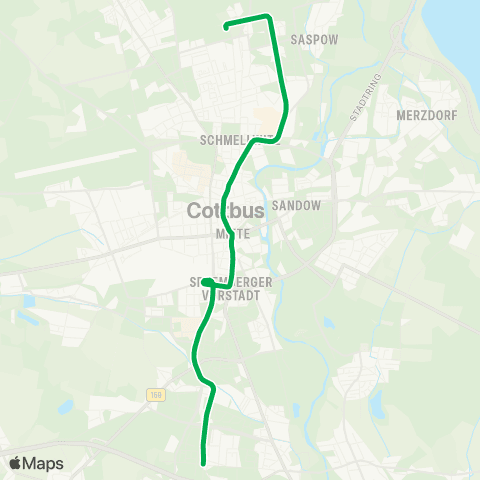 Cottbusverkehr Sachsendorf ↔︎ Neu Schmellwitz map