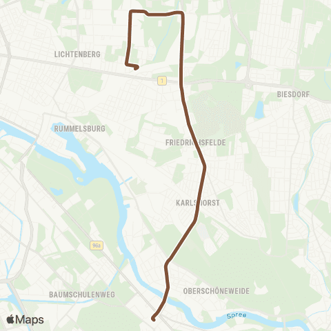 BVG 🅢 Schöneweide ↔︎ 🅢+🅤 Lichtenberg Bhf map