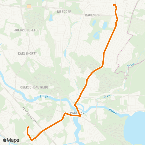 BVG Krankenhaus Köpenick ↔︎ Landschaftspark Johannisthal map