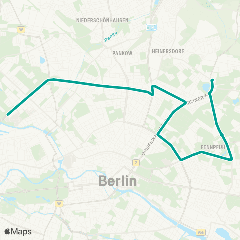 BVG 🅢 Warschauer Str. ↔︎ Virchow-Klinikum map