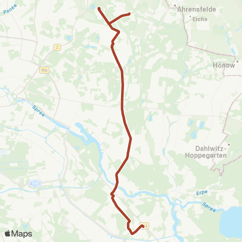BVG 🅢 Adlershof ↔︎ Falkenberg map
