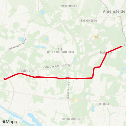 BVG Virchowstr. ↔︎ Allee Der Kosmonauten map