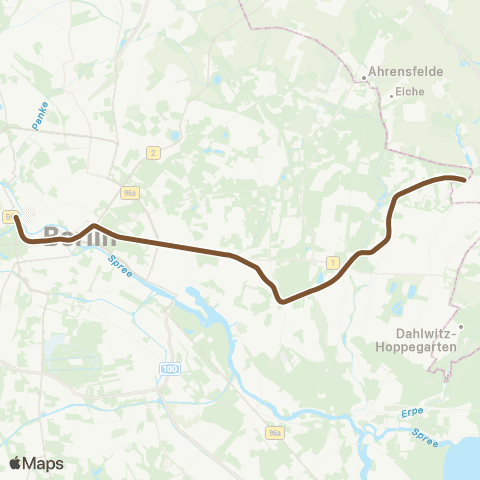 BVG 🅢+🅤 Berlin Hbf ↔︎ 🅤 Hönow map