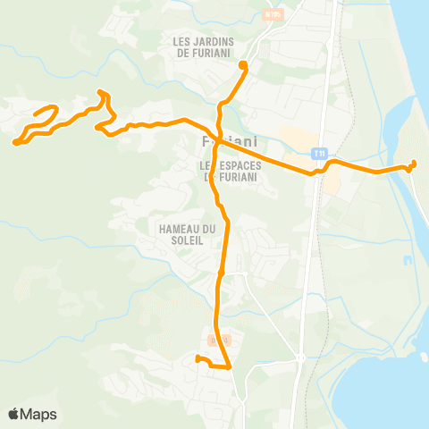 Via Bastia Navette Furiani Plages map