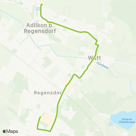 VBG - Verkehrsbetriebe Glattal Regensdorf, Zentrum - Adlikon b. R., Leematten map