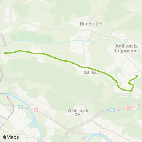 VBG - Verkehrsbetriebe Glattal Hüttikon - Regensdorf-Watt, Bahnhof map