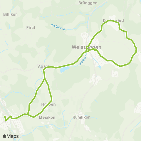VBG - Verkehrsbetriebe Glattal Illnau, Bahnhof - Neschwil, Post map