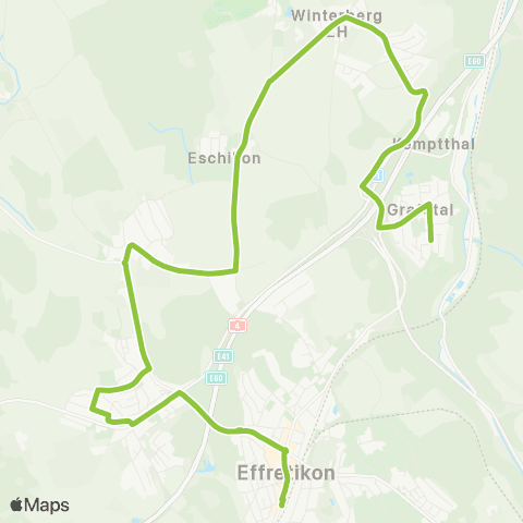 VBG - Verkehrsbetriebe Glattal Effretikon, Bahnhof - Winterberg ZH, Wältiwis map