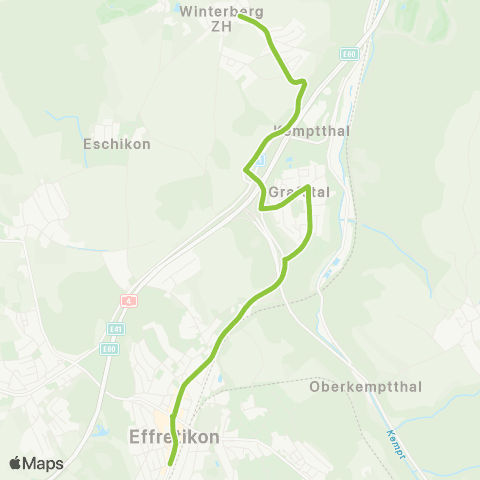 VBG - Verkehrsbetriebe Glattal Winterberg ZH, Wältiwis - Effretikon, Bahnhof map