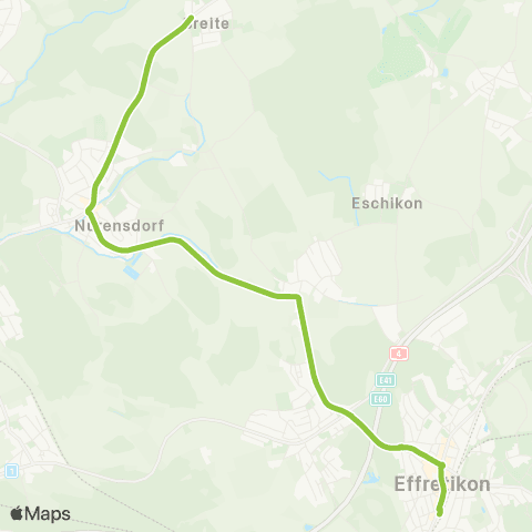 VBG - Verkehrsbetriebe Glattal Breite b. N'dorf, W'thurerstr. - Effretikon, Bahnhof map