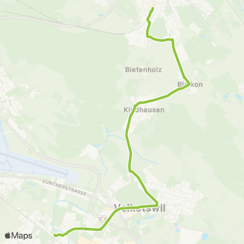 VBG - Verkehrsbetriebe Glattal Schwerzenbach ZH, Bahnhof - Effretikon, Bahnhof map