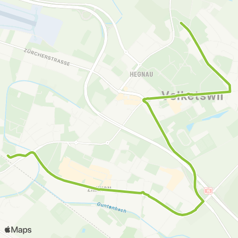 VBG - Verkehrsbetriebe Glattal Schwerzenbach ZH, Bahnhof - Volketswil, Eichstrasse map