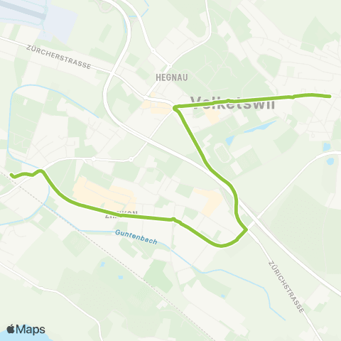 VBG - Verkehrsbetriebe Glattal Schwerzenbach ZH, Bahnhof - Volketswil, Dorf map