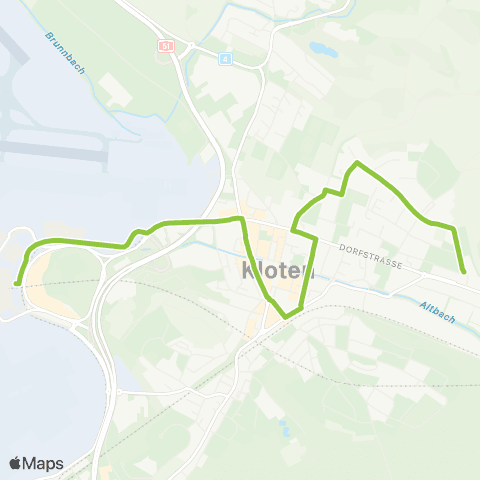 VBG - Verkehrsbetriebe Glattal Zürich Flughafen, Bahnhof - Kloten, Graswinkel map