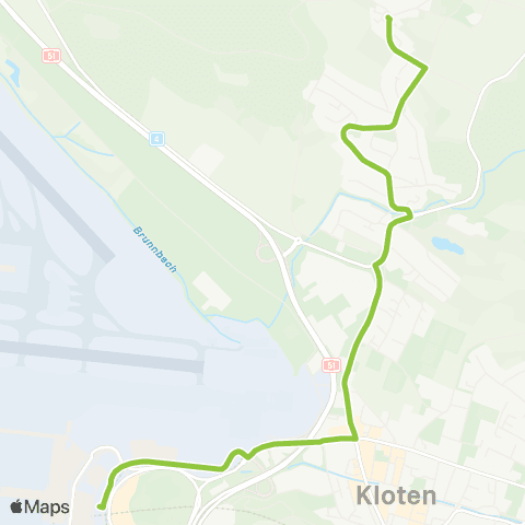 VBG - Verkehrsbetriebe Glattal Egetswil, Dorf - Zürich Flughafen, Bahnhof map
