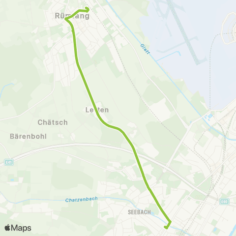 VBG - Verkehrsbetriebe Glattal Zürich, Seebach - Rümlang, Bahnhof map