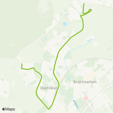 VBG - Verkehrsbetriebe Glattal Bassersdorf, Bahnhof Süd - Dietlikon, Hinentalstrasse map