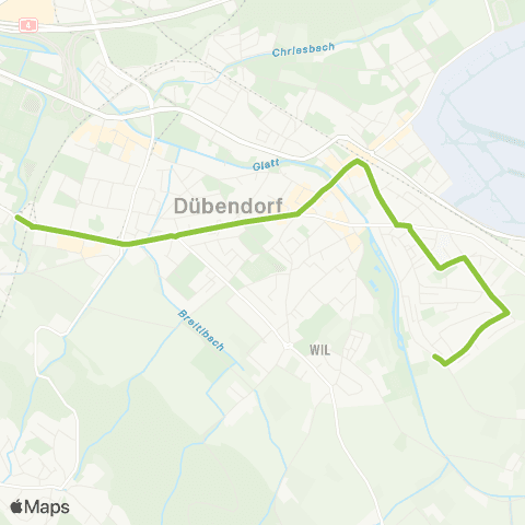 VBG - Verkehrsbetriebe Glattal Stettbach, Bahnhof - Dübendorf, Bahnhof map