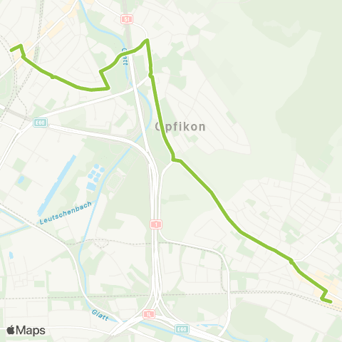 VBG - Verkehrsbetriebe Glattal Wallisellen, Bahnhof - Glattbrugg, Bahnhof map