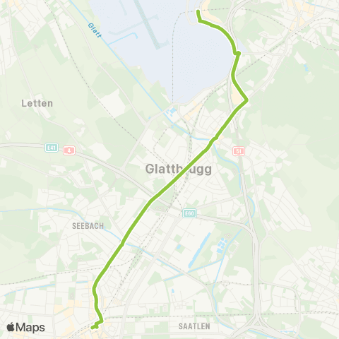 VBG - Verkehrsbetriebe Glattal Zürich Flughafen, Bahnhof - Zürich Oerlikon, Bahnhof map