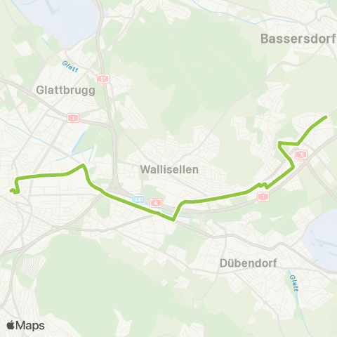VBG - Verkehrsbetriebe Glattal Zürich Oerlikon, Bahnhof - Brüttisellen, Ob. Wangenstr. map