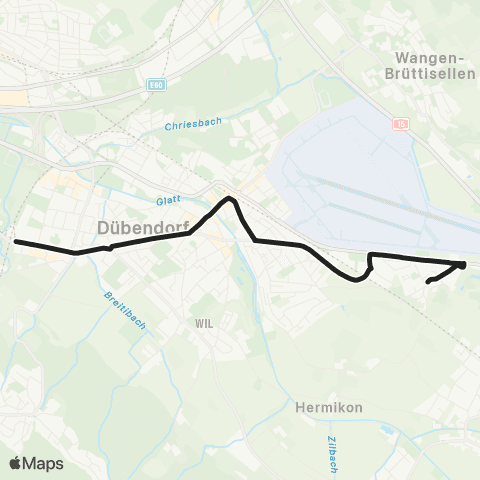 VBG - Verkehrsbetriebe Glattal Dübendorf, Gfenn - Stettbach, Bahnhof map
