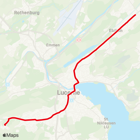 VBL - Verkehrsbetriebe Luzern Obernau, Dorf - Ebikon, Fildern map