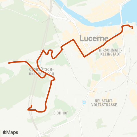 VBL - Verkehrsbetriebe Luzern Luzern, Bahnhof - Luzern, Obergütsch map