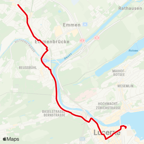 VBL - Verkehrsbetriebe Luzern Luzern, Bahnhof - Emmenbrücke, Sprengi map