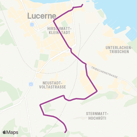 VBL - Verkehrsbetriebe Luzern Luzern, Hubelmatt - Luzern, Bahnhof map