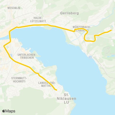 VBL - Verkehrsbetriebe Luzern Luzern, Büttenenhalde - Luzern, Matthof map
