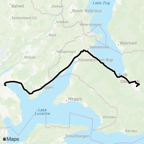 VBL - Verkehrsbetriebe Luzern Luzern, Bahnhof - Arth-Goldau, Bahnhof map