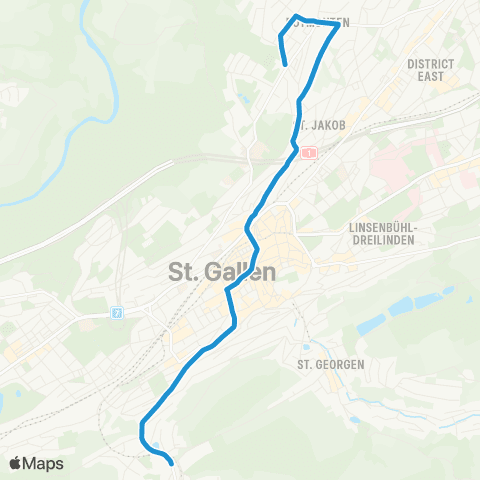 VBSG - Verkehrsbetriebe St.Gallen St. Gallen, Rotmonten - St. Gallen, Riethüsli map