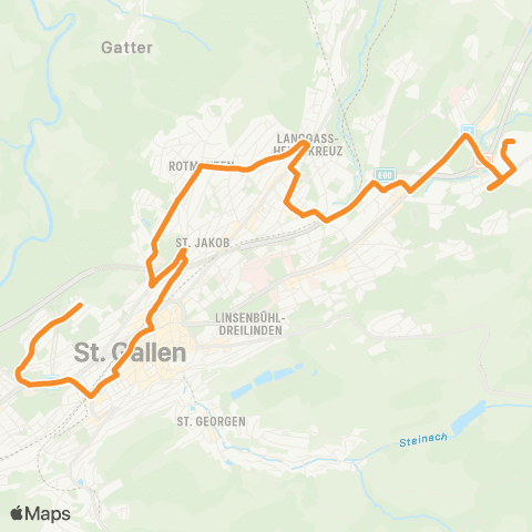 VBSG - Verkehrsbetriebe St.Gallen St. Gallen, Hölzli - St. Gallen, Sonne map