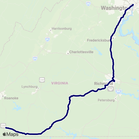 Virginia Breeze Capitol Connector map
