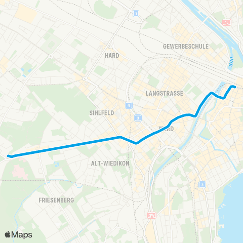 VBZ - Verkehrsbetriebe Zürich Zürich, Triemli - Zürich, Bahnhofplatz/HB map