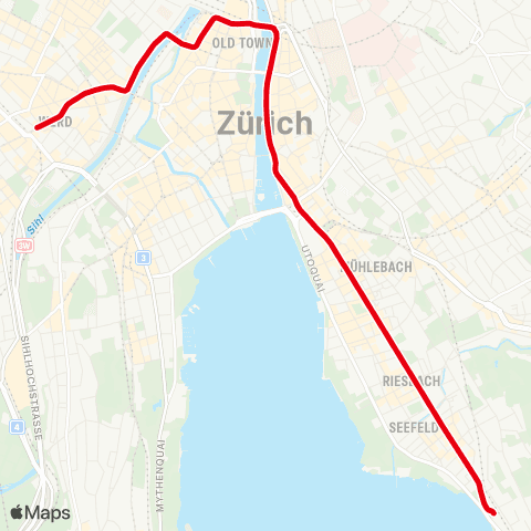 VBZ - Verkehrsbetriebe Zürich Zürich Tiefenbrunnen, Bahnhof - Zürich, Central map