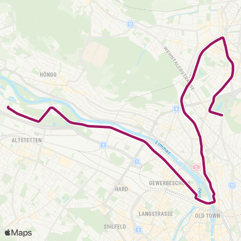VBZ - Verkehrsbetriebe Zürich Zürich, Werdhölzli - Zürich, Bucheggplatz map
