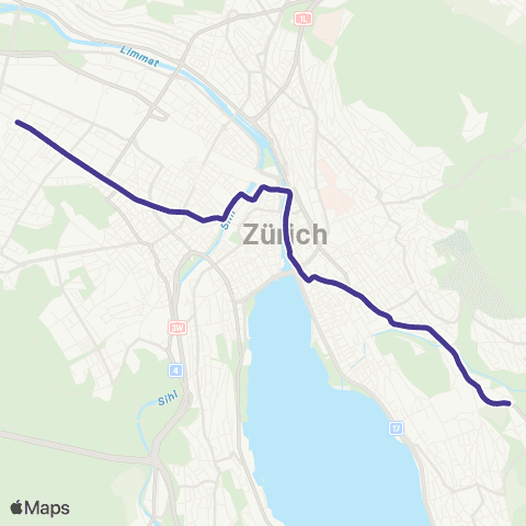 VBZ - Verkehrsbetriebe Zürich Zürich, Bahnhofstrasse/HB - Zürich, Rehalp map