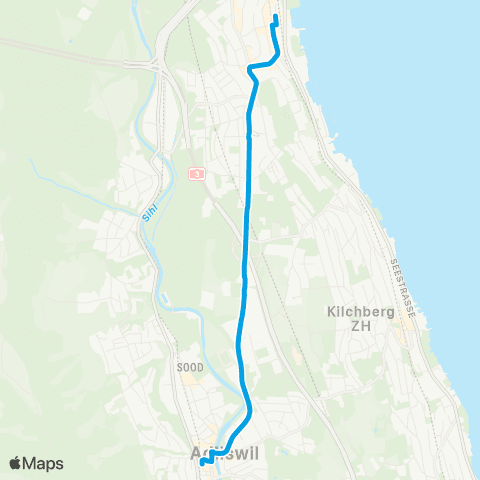 VBZ - Verkehrsbetriebe Zürich Zürich Wollishofen, Bahnhof - Adliswil, Bahnhof map