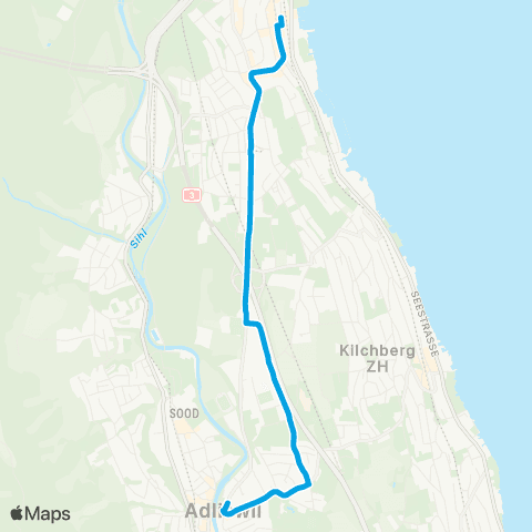 VBZ - Verkehrsbetriebe Zürich Zürich Wollishofen, Bahnhof - Adliswil, Bahnhof map