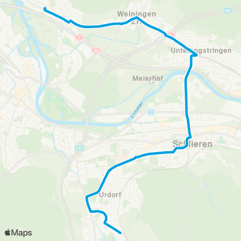 VBZ - Verkehrsbetriebe Zürich Geroldswil, Zentrum - Urdorf Weihermatt, Bahnhof map