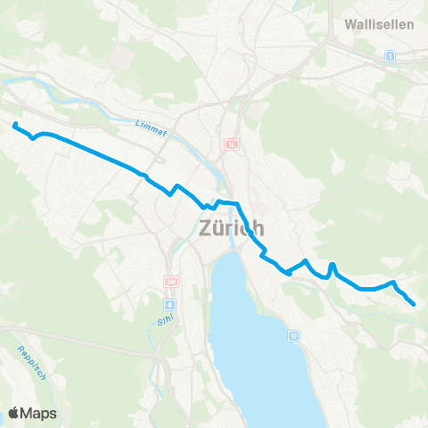 VBZ - Verkehrsbetriebe Zürich Zürich, Kienastenwies - Zürich, Hermetschloo map